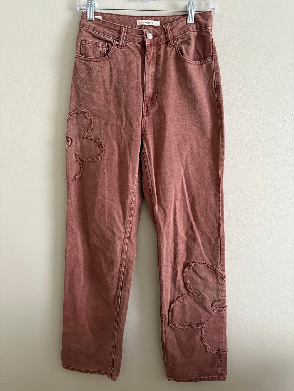 PacSun '90s Boyfriend Jeans with Frayed Flower Patches Size 25